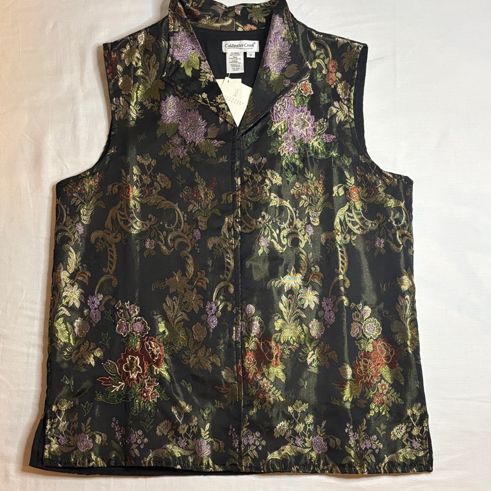 Coldwater Creek Women’s Brocade Floral Vest NWT